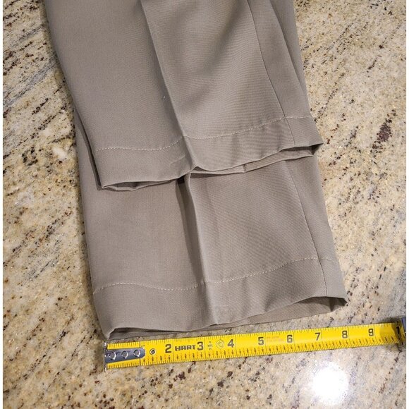 LL Bean Wool Pants Dress Trousers Mens 36x28 Taupe Brown Straight Pleated Canada - Picture 6 of 13